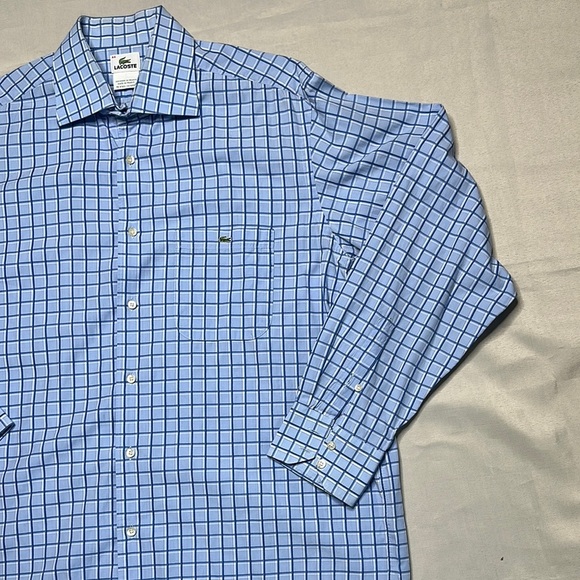 Lacoste Blue Checkered Men's Button Shirt - Picture 6 of 10